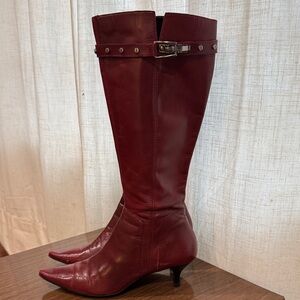 Franco Sarto Burgundy Leather Heeled Boots